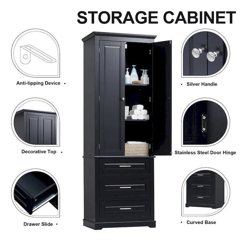 Tall Storage Cabinet with Three Drawers