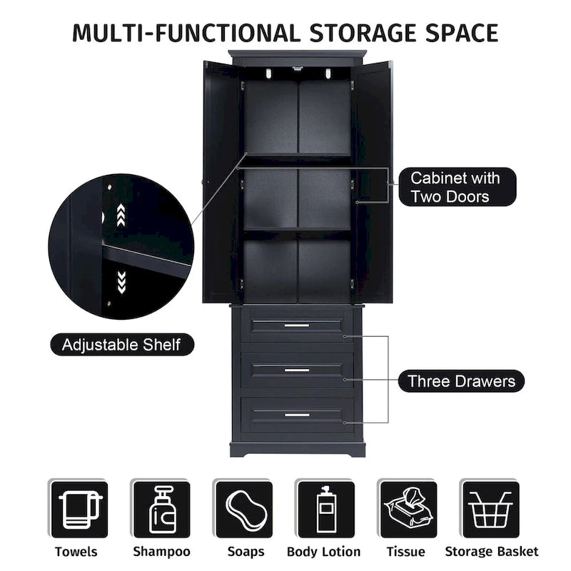 Tall Storage Cabinet with Three Drawers