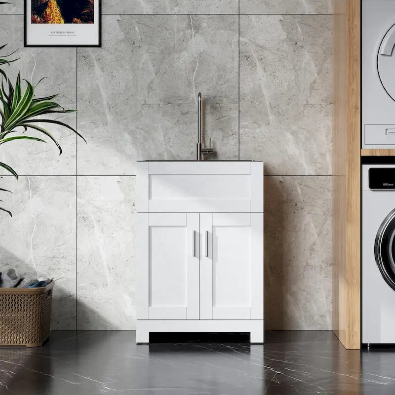Bathroom Storage Cabinet with wash silver brushed sink