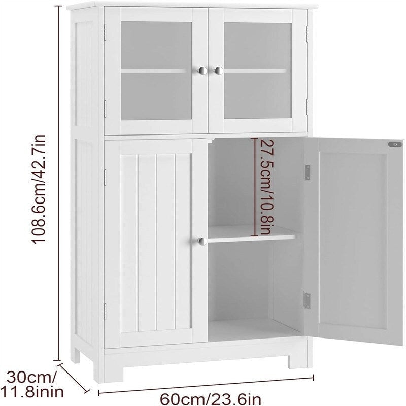 Storage Cabinet with Adjustable Shelves Glass Doors - 11.8D x 23.6W x 42.7H