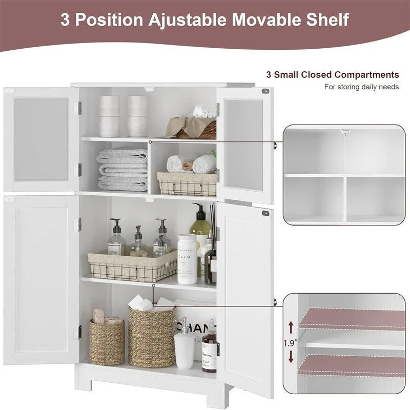 Storage Cabinet with Adjustable Shelves Glass Doors - 11.8D x 23.6W x 42.7H