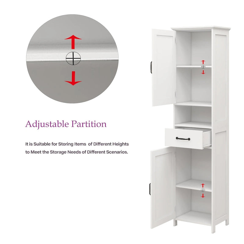 Double Door Narrow Height Slim Floor Standing Cabinet - 15.75L * 11.81W * 64.96H