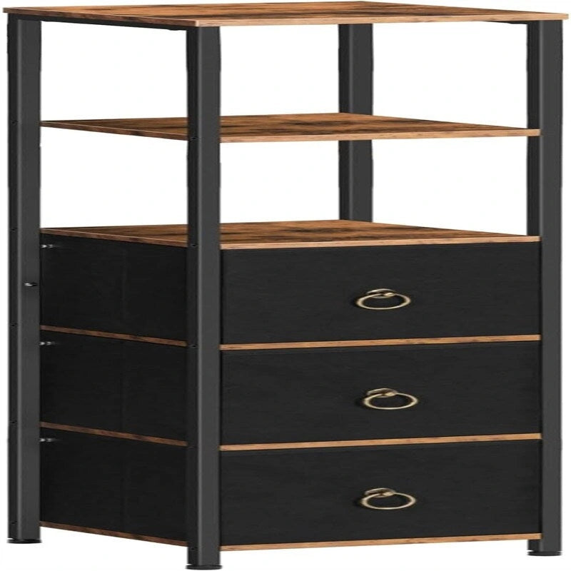 6 Tier Corner Shelf Stand with 3 Drawers - 11.8L x 11.8W x 55.5H