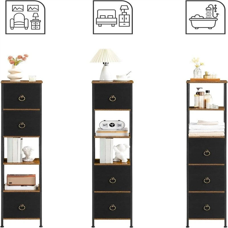 6 Tier Corner Shelf Stand with 3 Drawers - 11.8L x 11.8W x 55.5H