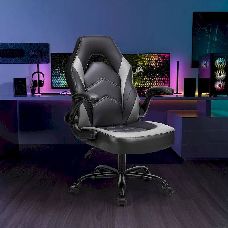 Ergonomic Office Chair with Lumbar Support Height Adjustable Rolling Desk Chairs with Flip-up Armrests