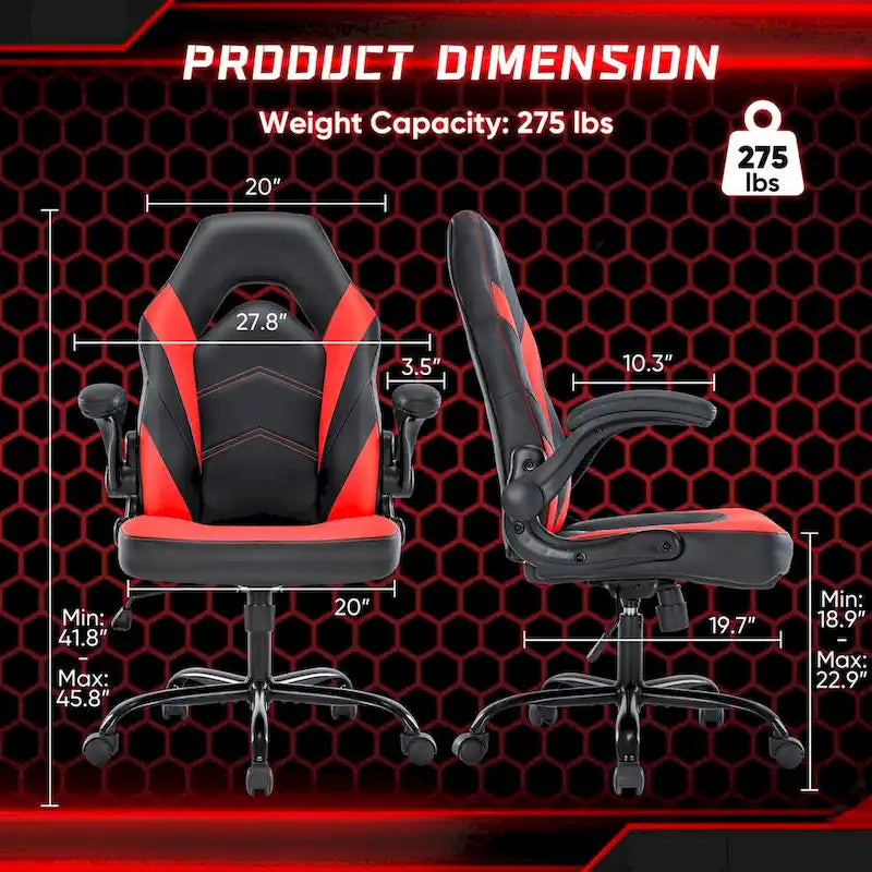Ergonomic Office Chair with Lumbar Support Height Adjustable Rolling Desk Chairs with Flip-up Armrests