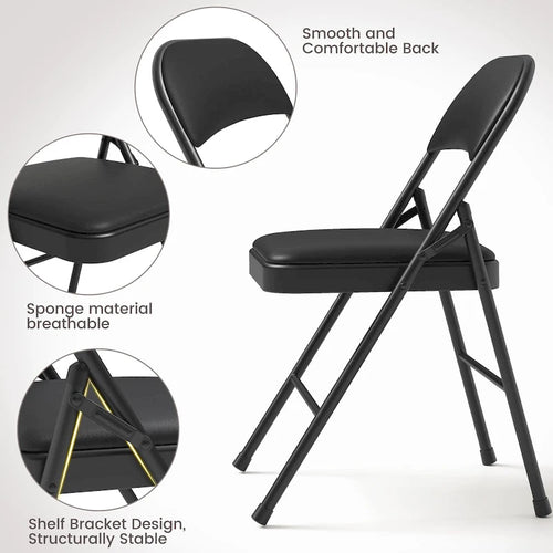 4pcs Folding Chairs With Padded Cushion and Back, Hold Up to 350 Pounds