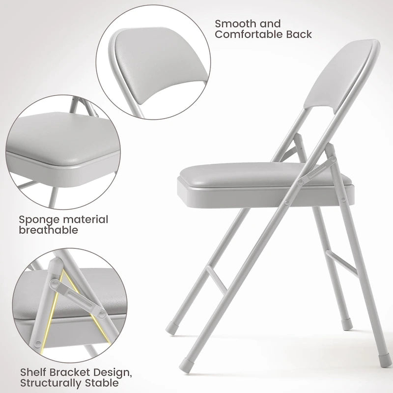 4pcs Folding Chairs With Padded Cushion and Back, Hold Up to 350 Pounds