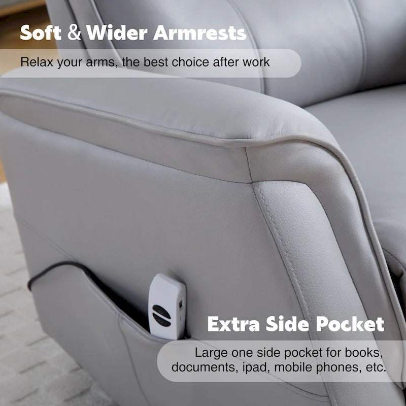 HOMYKA Swivel Power Recliner Faux Leather Glider With USB Port