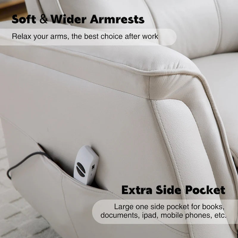 HOMYKA Swivel Power Recliner Faux Leather Glider With USB Port