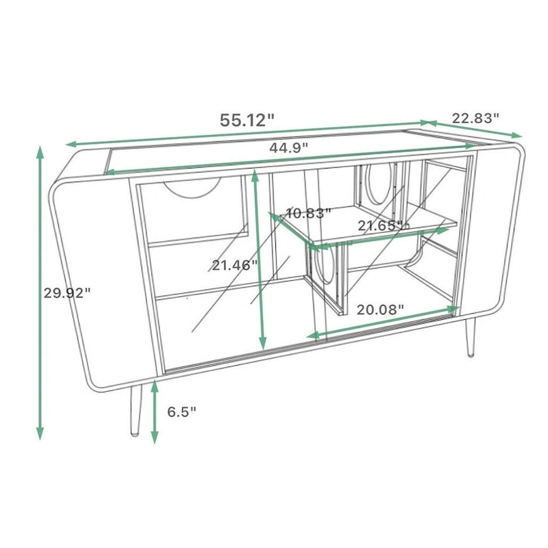 55.12 Spacious Cat House with Tempered Glass for Living Room